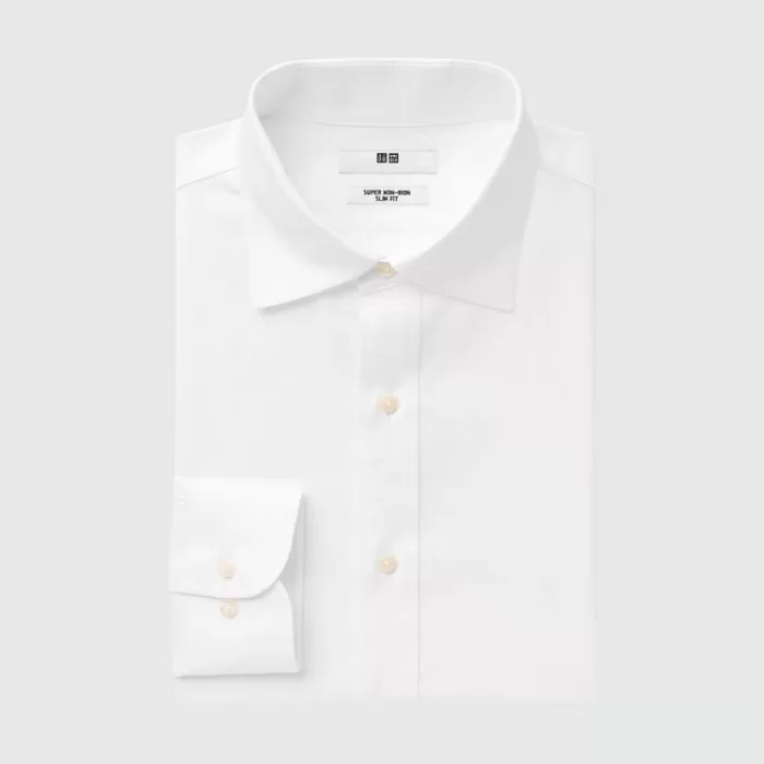 Uniqlo Super Non-iron Slim Fit (Semi-cutaway Collar) Men’s White Shirts