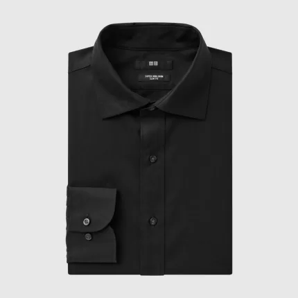 Uniqlo Super Non-iron Slim Fit Semi-cutaway Collar Shirts (2020 Season) Men Black