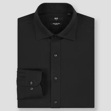 Uniqlo Super Non-iron Slim Fit Semi-cutaway Collar Shirts (2020 Season) Men Black