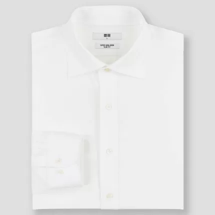 Uniqlo Super Non-iron Slim Fit (Semi-cutaway Collar) Shirts (2021 Season) Men White