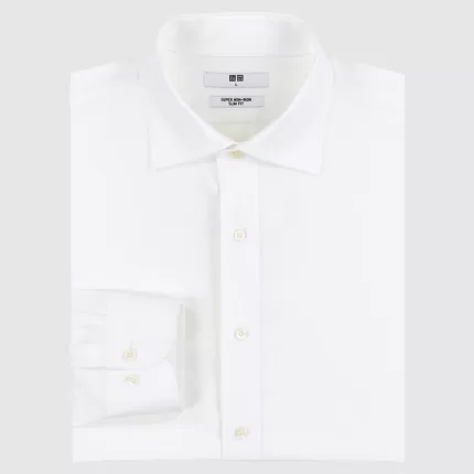 Uniqlo Super Non-iron Slim Fit (Semi-cutaway Collar) Shirts (2021 Season) Men White