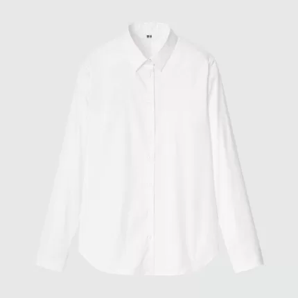 Uniqlo Supima Cotton Stretch Broadcloth Long Sleeved Women’s White Shirts