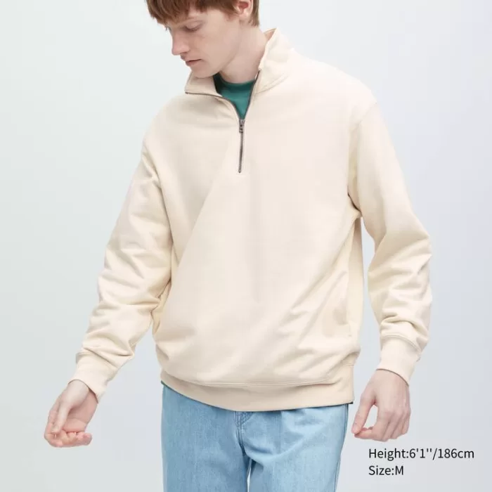 Uniqlo Sweat Half-zipped Pullover Men’s Sweatshirts Beige