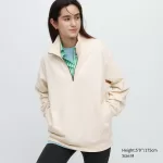 Uniqlo Sweat Half-zipped Pullover Men’s Sweatshirts Beige