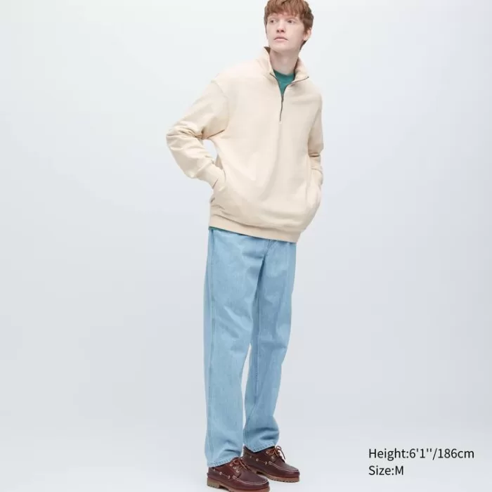 Uniqlo Sweat Half-zipped Pullover Men’s Sweatshirts Beige