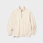 Uniqlo Sweat Half-zipped Pullover Men’s Sweatshirts Beige