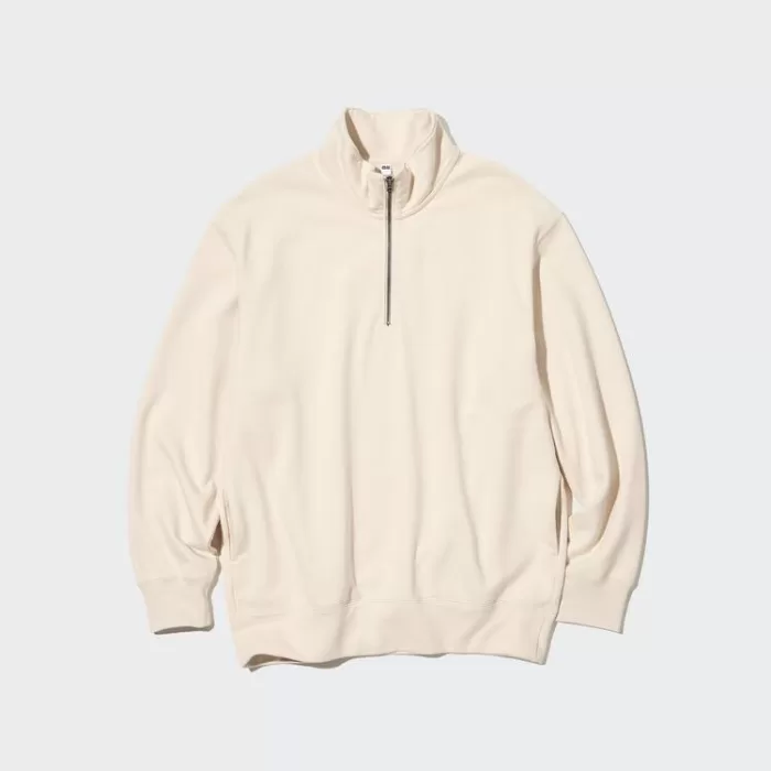 Uniqlo Sweat Half-zipped Pullover Men’s Sweatshirts Beige