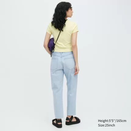 Uniqlo Tapered Boyfriend Jeans Women Blue