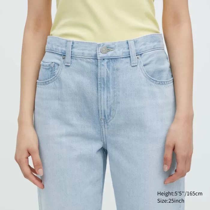 Uniqlo Tapered Boyfriend Jeans Women Blue