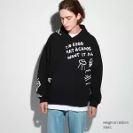 Uniqlo The Message Ut Printed Hoodie (Trevor Andrew) Men Black