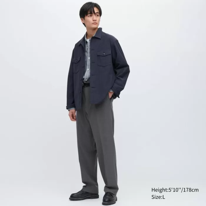 Uniqlo Two-way Stretch Pleated Tapered Fit Men’s Trousers Grey