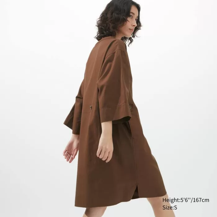 Uniqlo U 3/4 Sleeved Women’s Dress Brown