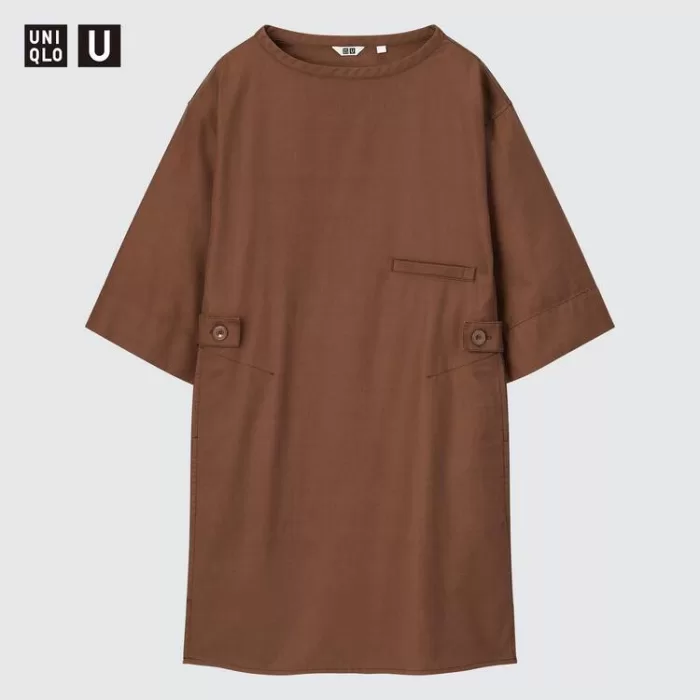 Uniqlo U 3/4 Sleeved Women’s Dress Brown