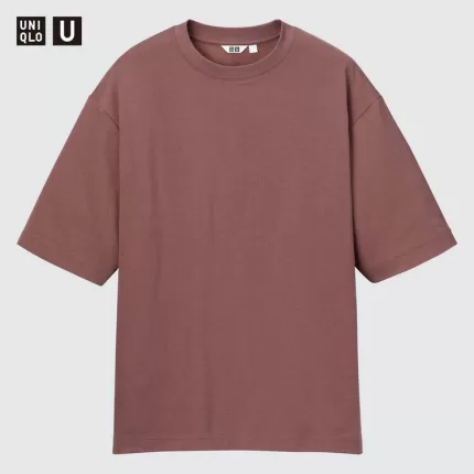 Uniqlo U Airism Cotton Crew Neck Oversized Men’s T-Shirt Burgundy