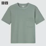 Uniqlo U Airism Cotton Crew Neck Short Sleeved T-shirt for Kids Green