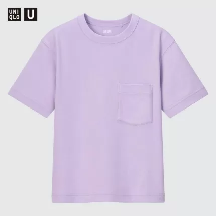 Uniqlo U Airism Cotton Crew Neck T-shirt (2021 Season) Kids Purple