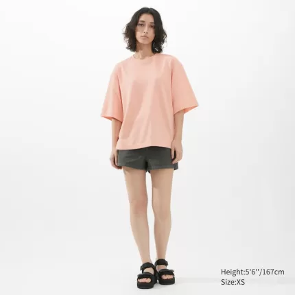 Uniqlo U Airism Cotton Oversized T-shirt for Women in Pink