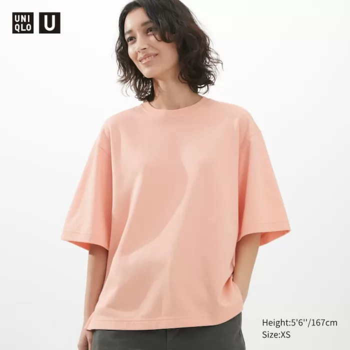 Uniqlo U Airism Cotton Oversized T-shirt for Women in Pink