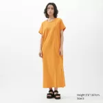 Uniqlo U Airism Cottoned Short Sleeved Dress Women Orange