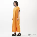 Uniqlo U Airism Cottoned Short Sleeved Dress Women Orange