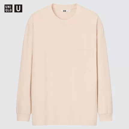 Uniqlo U Crew Neck Long Sleeved Men’s Sweatshirts Beige