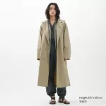 Uniqlo U Hooded Long Coats Women Khaki