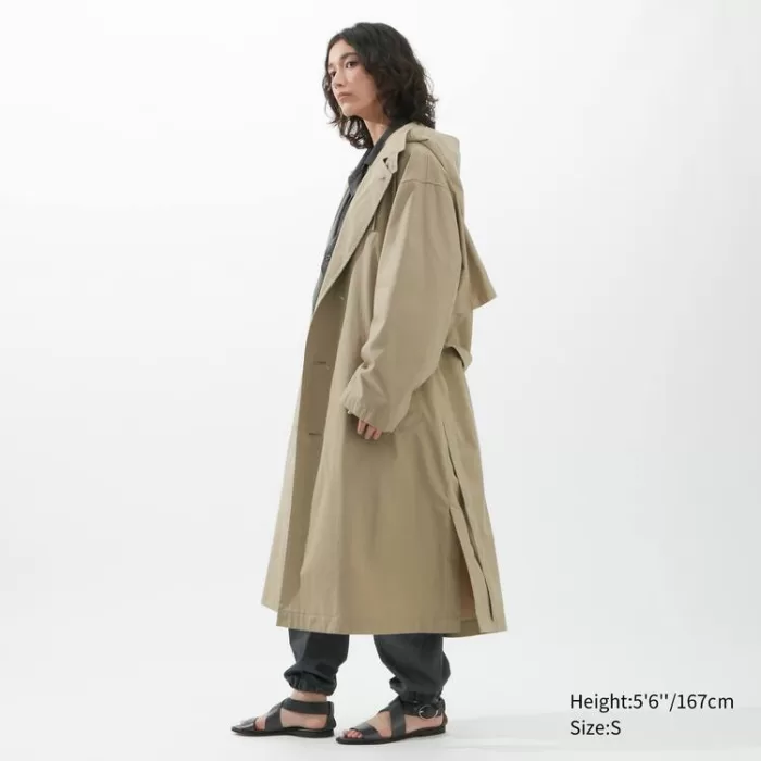 Uniqlo U Hooded Long Coats Women Khaki