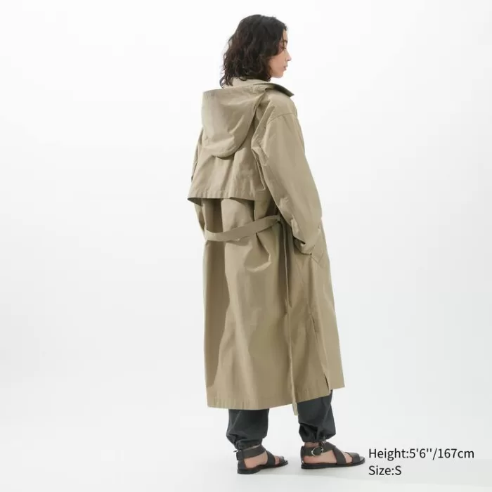 Uniqlo U Hooded Long Coats Women Khaki