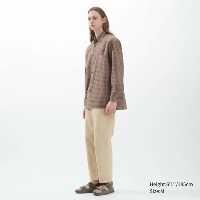 Uniqlo U Oversized Checked Casual Shirts for Men Grey