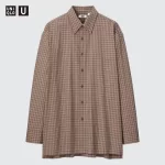 Uniqlo U Oversized Checked Casual Shirts for Men Grey