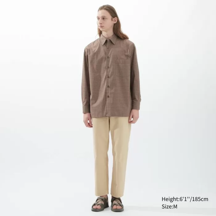 Uniqlo U Oversized Checked Casual Shirts for Men Grey