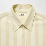 Uniqlo U Seersucker Casual Striped Short Sleeved Men’s Shirts Cream