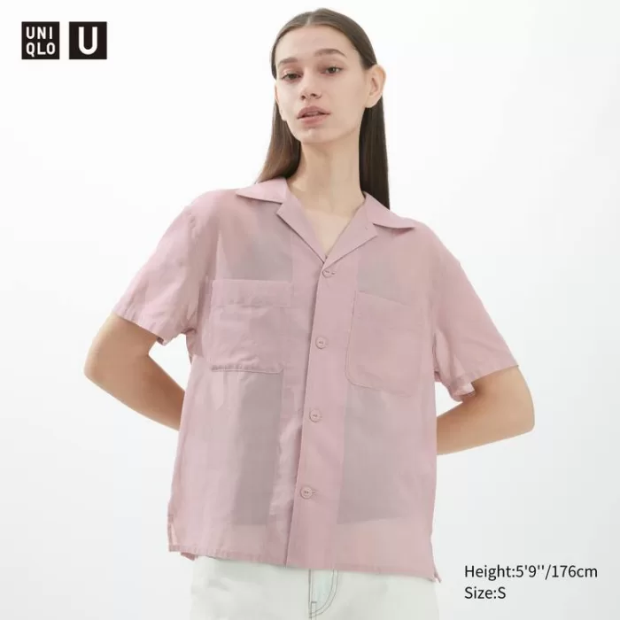 Uniqlo U Sheer Short Sleeved Women’s Shirts Pink