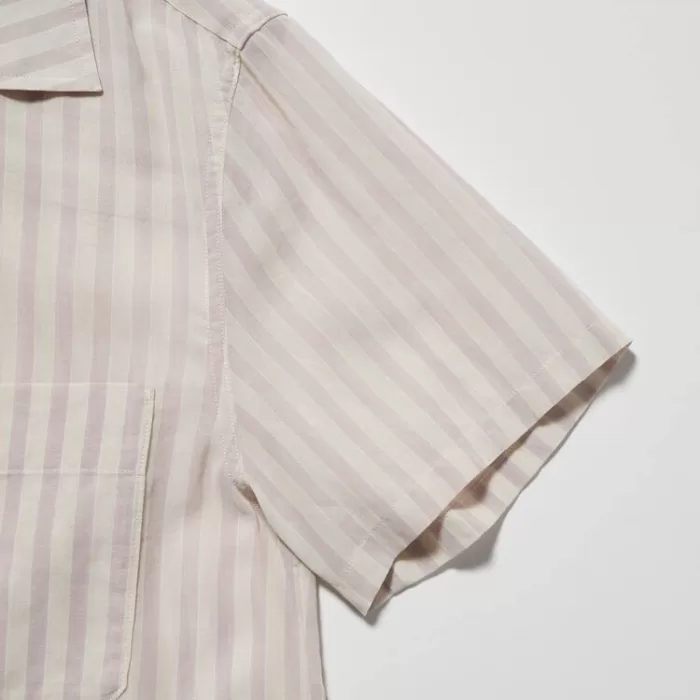 Uniqlo U Sheer Striped Short Sleeved Women’s Shirts Pink