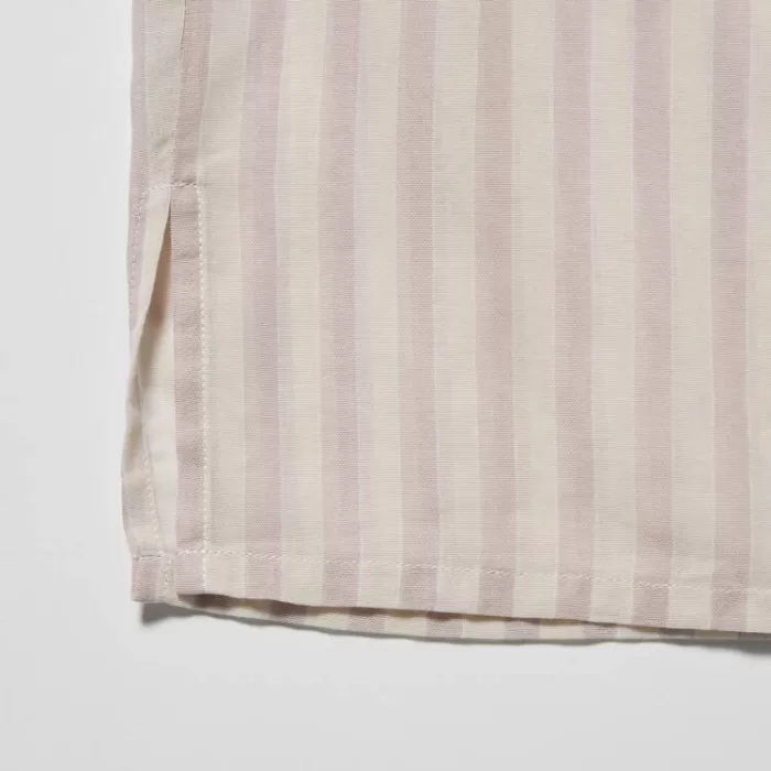 Uniqlo U Sheer Striped Short Sleeved Women’s Shirts Pink