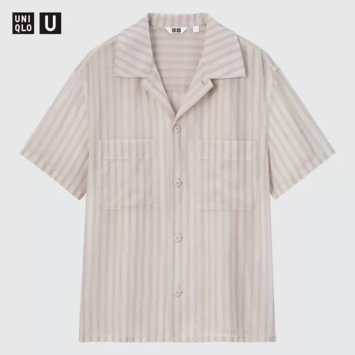 Uniqlo U Sheer Striped Short Sleeved Women’s Shirts Pink