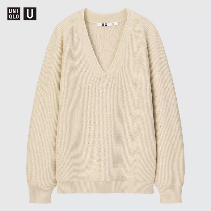 Uniqlo UV Neck Women’s Knitwear Beige