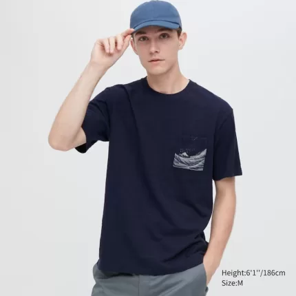 Uniqlo Ukiyo-e Archive Ut Printed T-shirt Men Navy Blue