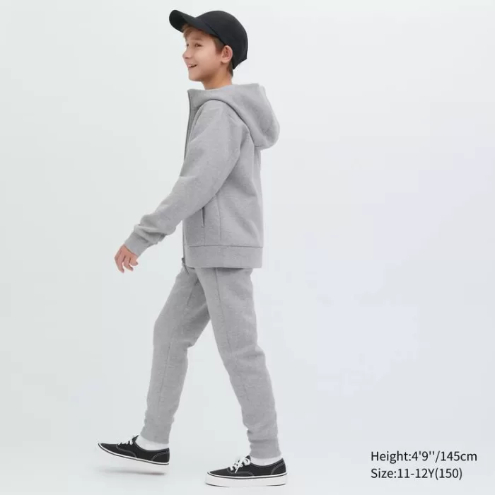 Uniqlo Ultra Stretch Dry Sweat Zipped Hoodie Kids Grey