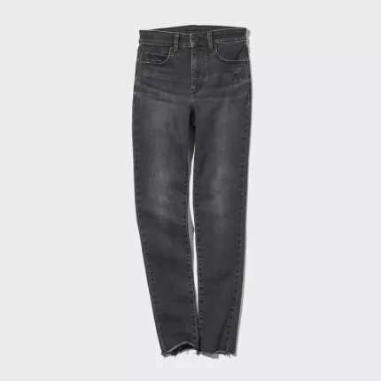 Uniqlo Ultra Stretch High Rise Skinny Fit Distressed Jeans Women Gray