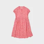 Uniqlo Viscose Flower Printed Short Sleeved Dress Kids Pink