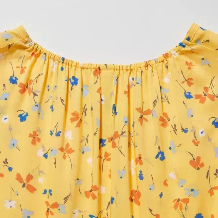 Uniqlo Viscose Flower Printed Sleeveless Dress Kids Yellow