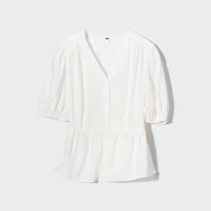 Uniqlo Viscose Lawn Short Sleeved Women’s Blouses White