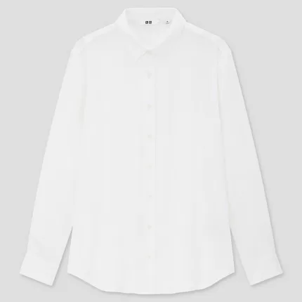 Uniqlo Viscose Long Sleeved Blouses (2020 Season) Women White