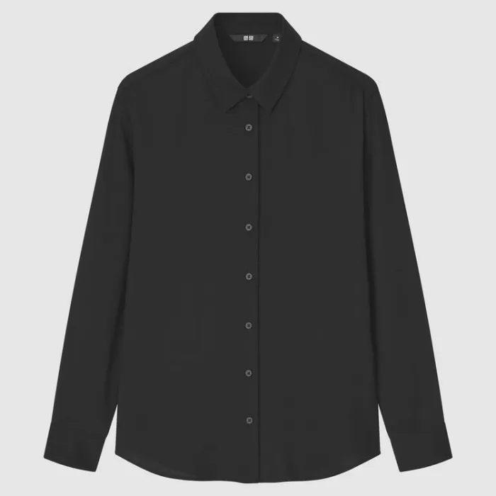 Uniqlo Viscose Long Sleeved Women’s Blouses Black