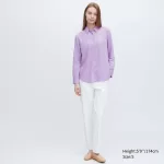 Uniqlo Viscose Long Sleeved Women’s Blouses Purple