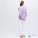 Uniqlo Viscose Long Sleeved Women’s Blouses Purple