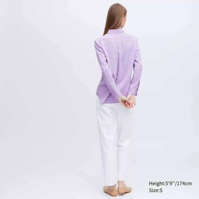 Uniqlo Viscose Long Sleeved Women’s Blouses Purple