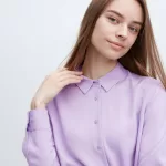 Uniqlo Viscose Long Sleeved Women’s Blouses Purple