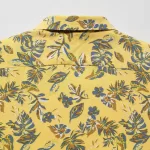 Uniqlo Viscose Printed Open Collar Short Sleeved Kids Shirts Yellow